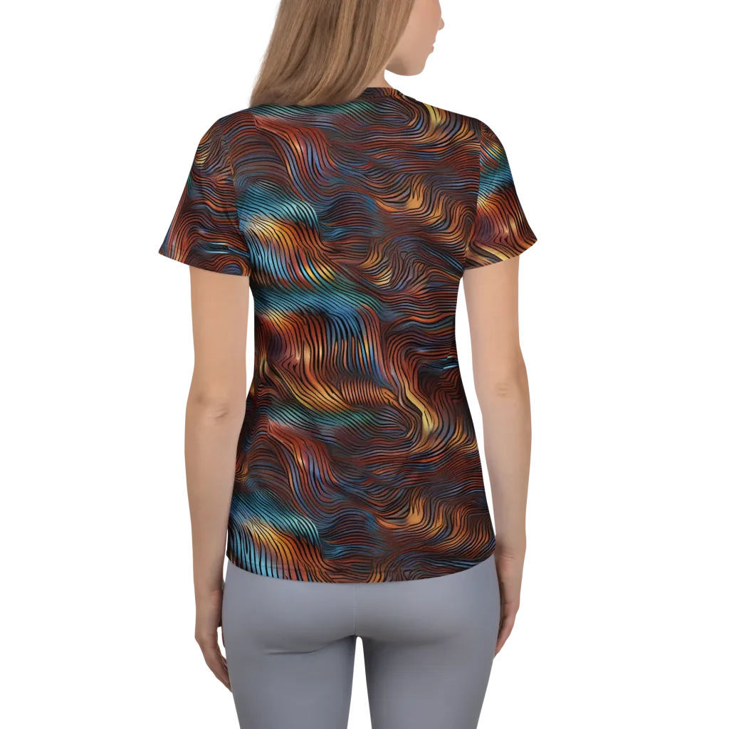 Molten Topography on Women's Athletic T-Shirt — Back