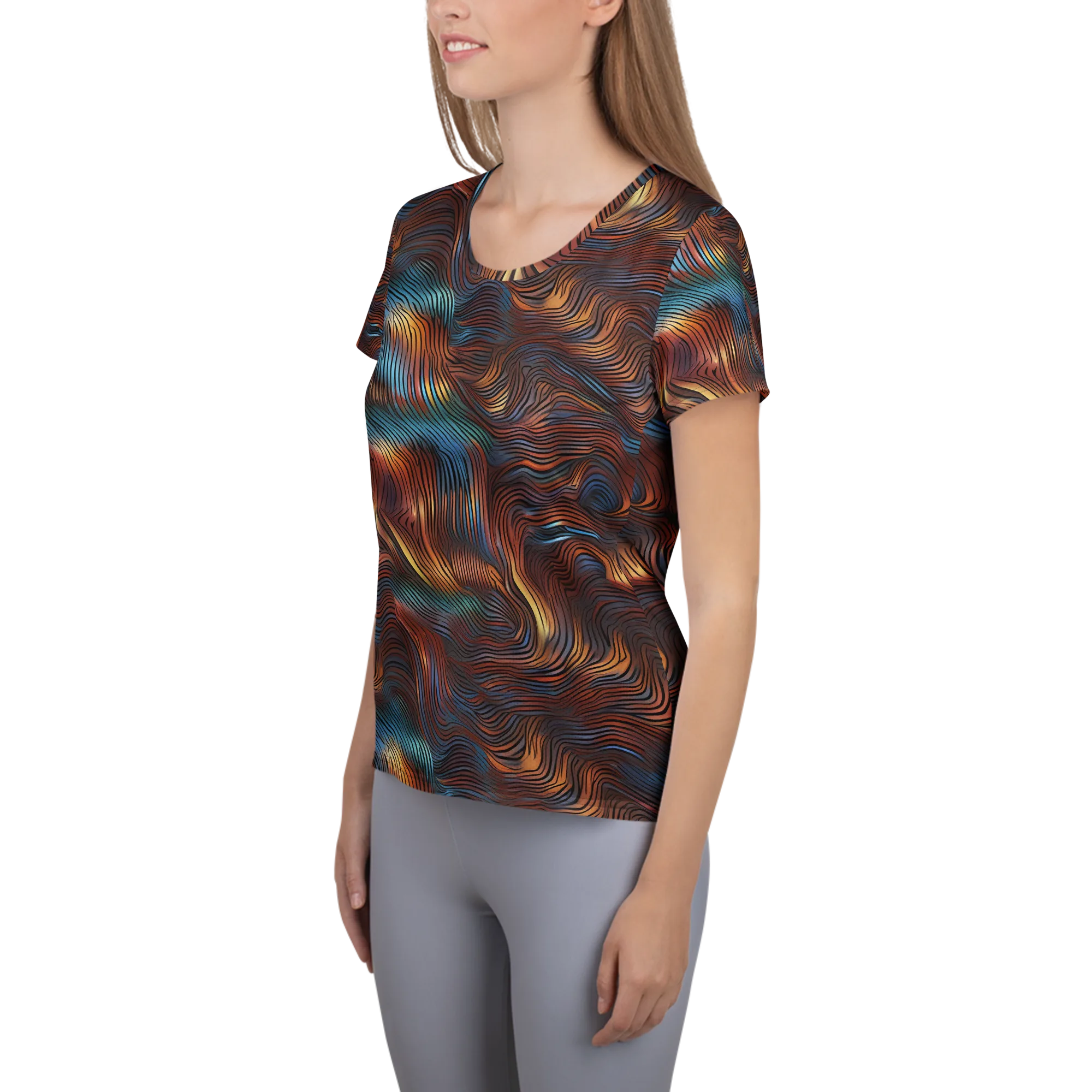 Molten Topography on Women's Athletic T-Shirt — Left