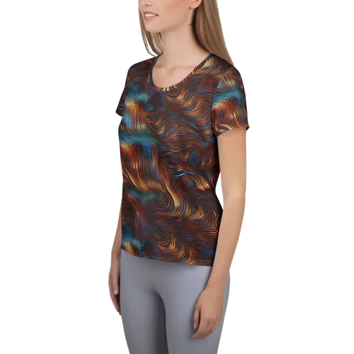 Molten Topography on a Women's Athletic T-Shirt