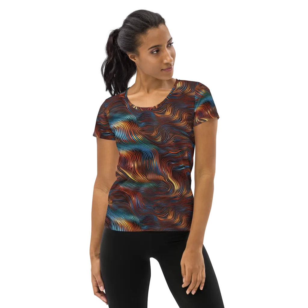 Molten Topography on Women's Athletic T-Shirt — Front