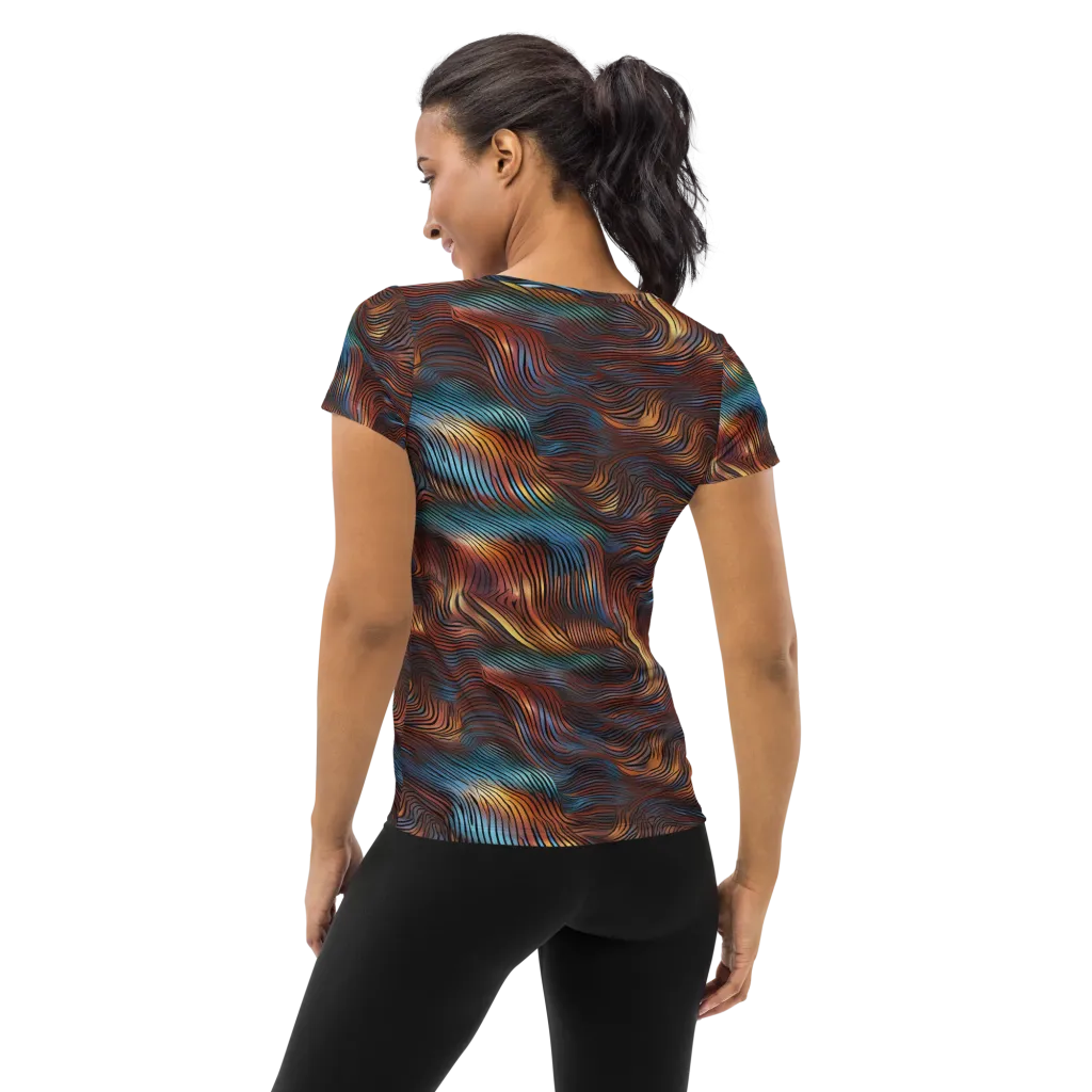 Molten Topography on Women's Athletic T-Shirt — Back