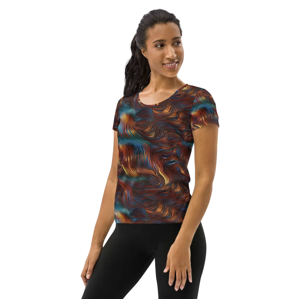 Molten Topography on Women's Athletic T-Shirt — Left