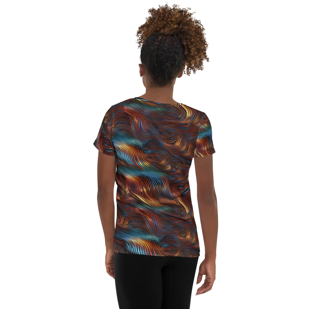 Molten Topography on Women's Athletic T-Shirt — Back