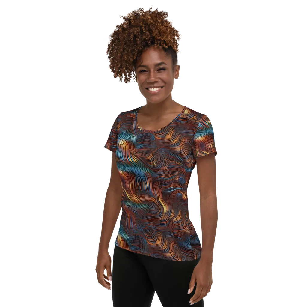 Molten Topography on Women's Athletic T-Shirt — Left