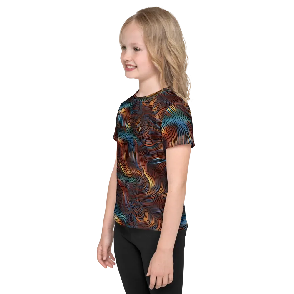 Molten Topography on Kids Crew Neck T-Shirt — Left