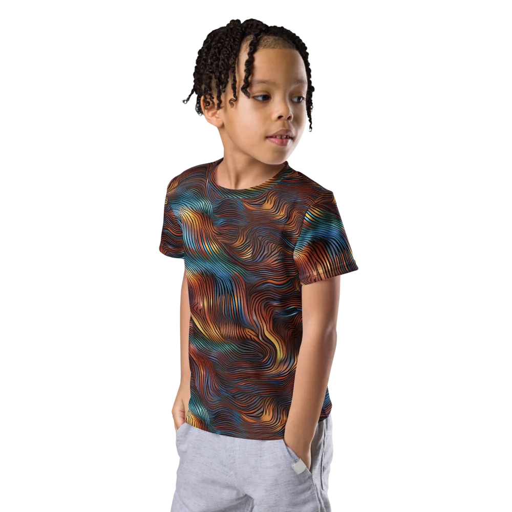 Molten Topography on Kids Crew Neck T-Shirt — Left Front
