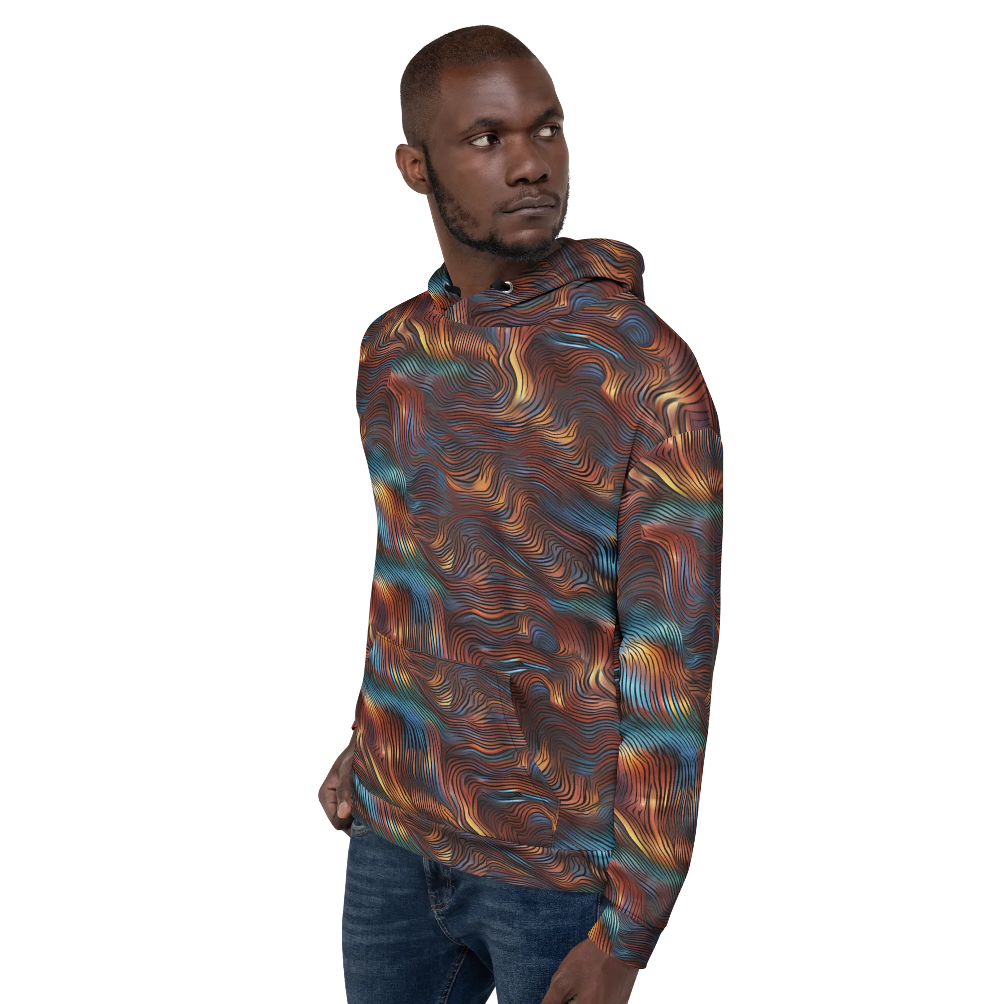 Molten Topography on Hoodie — Left