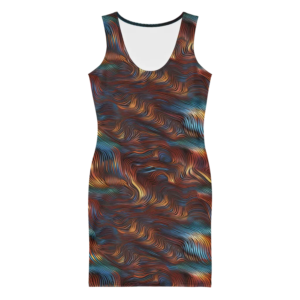 Molten Topography on Bodycon Dress — Front