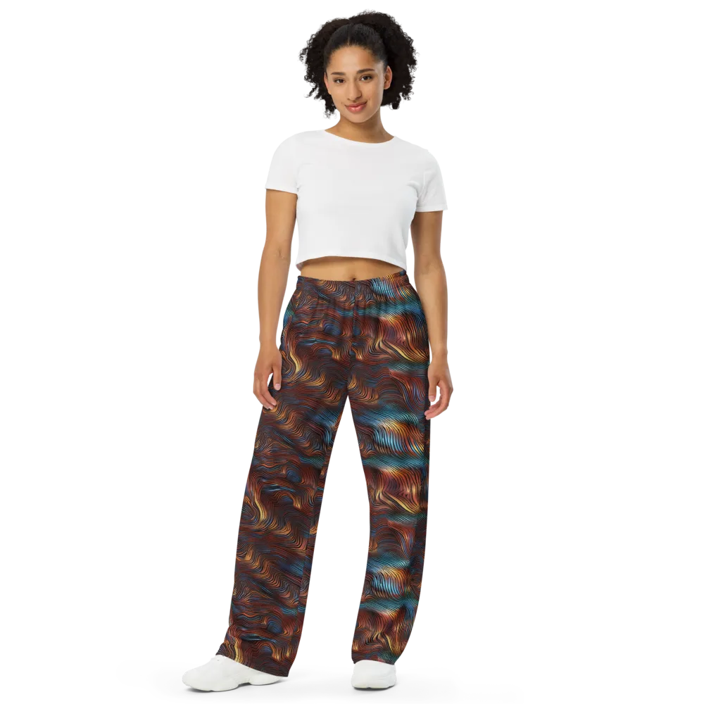 Molten Topography on Wide-Leg Pants — Front