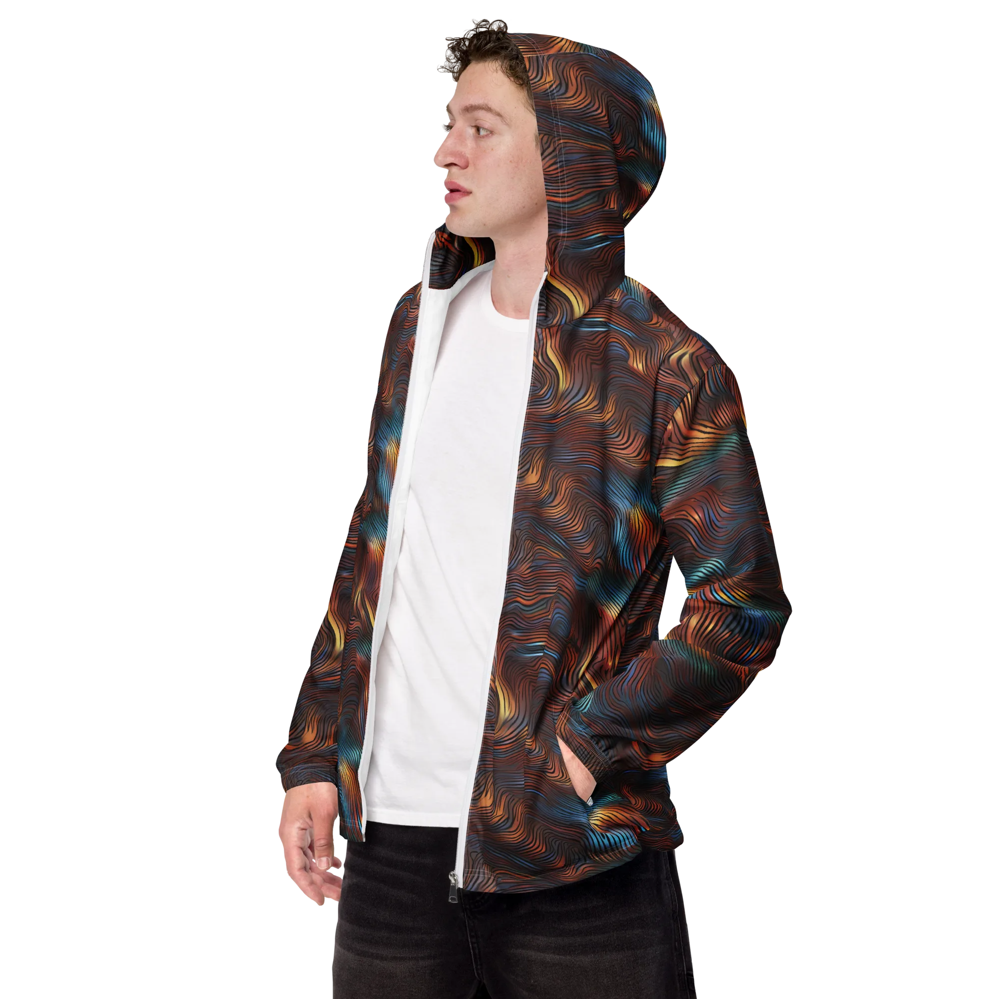 Molten Topography on Men's Windbreaker — Left Front