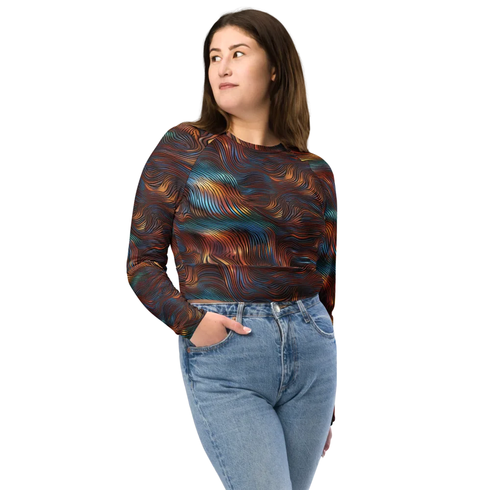 Molten Topography on Long Sleeve Crop Top — Front