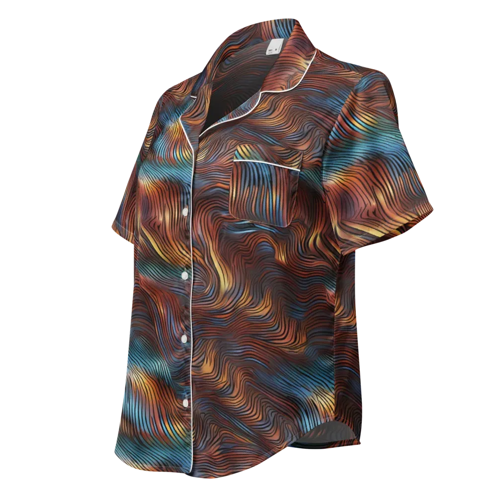 Molten Topography on Women's Short Sleeve Pajama Top — Left Front