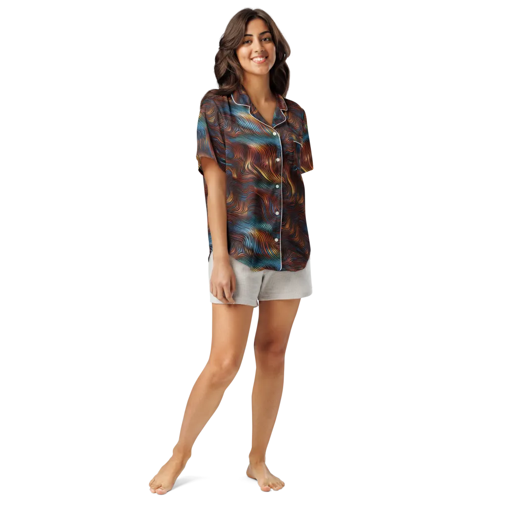 Molten Topography on Women's Short Sleeve Pajama Top — Front