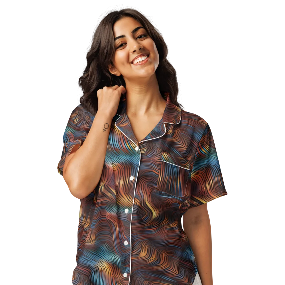 Molten Topography on Women's Short Sleeve Pajama Top — Front