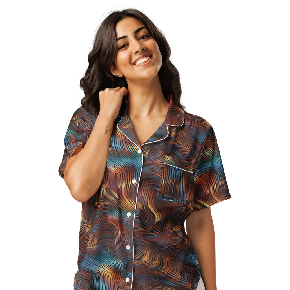 Molten Topography on Women's Short Sleeve Pajama Top — Front