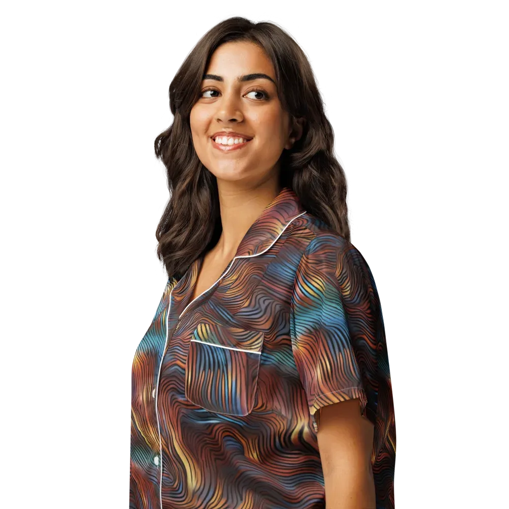 Molten Topography on Women's Short Sleeve Pajama Top — Left Front