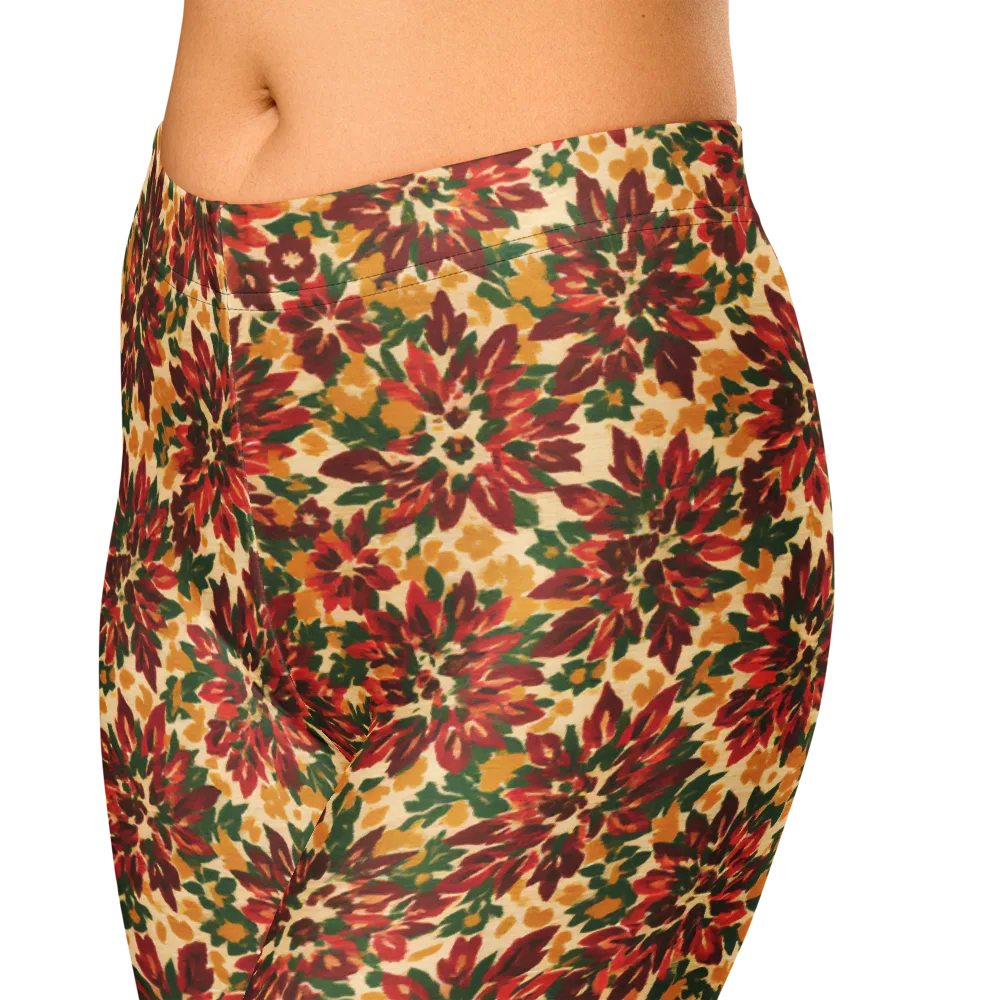 Autumn Dahlia on Capri Leggings — Zoomed-in