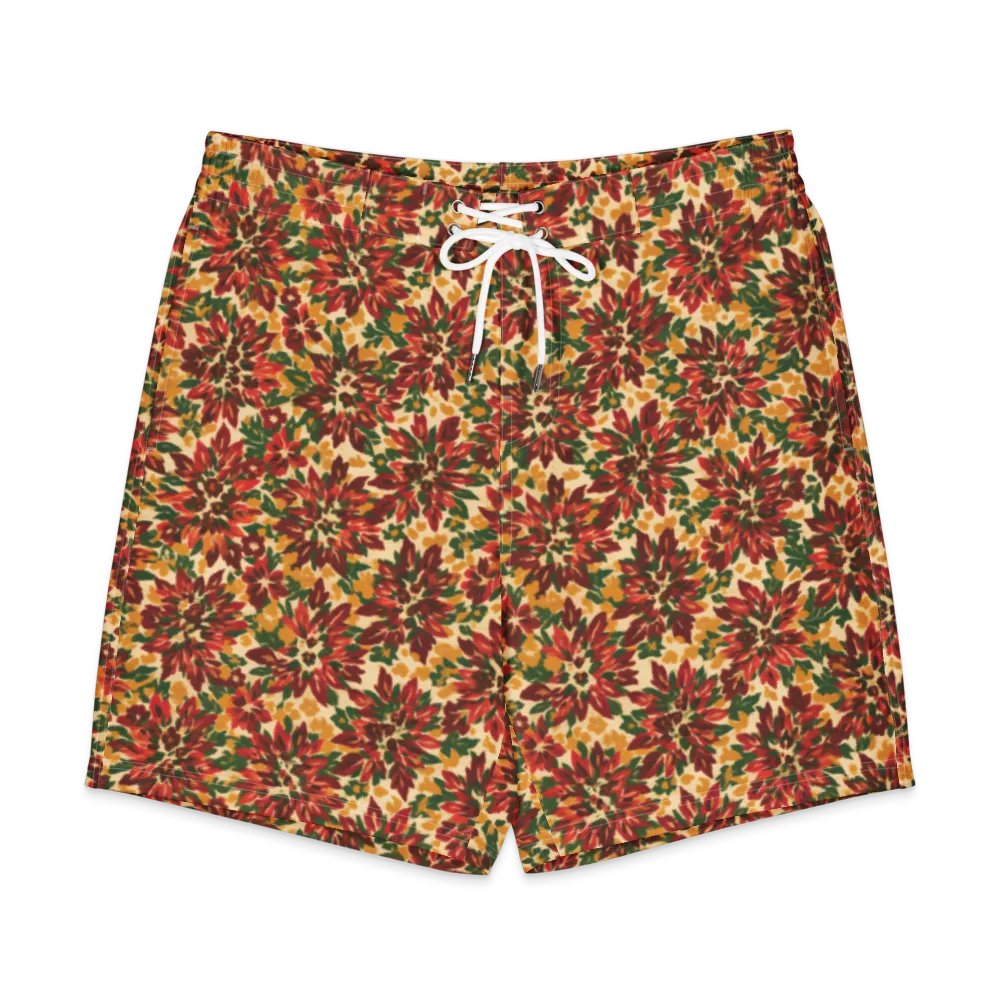 Autumn Dahlia on Men's Board Shorts — Front