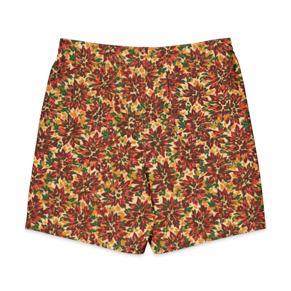 Autumn Dahlia on Men's Board Shorts — Back