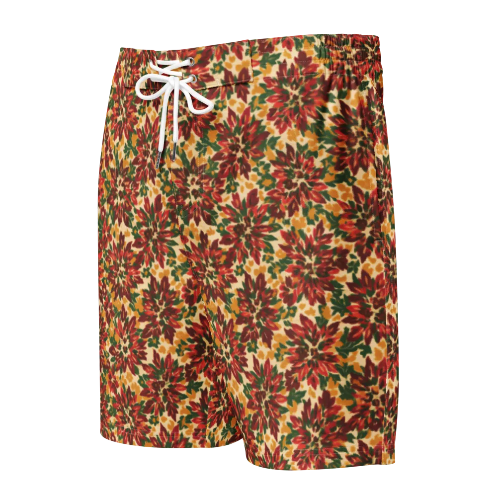 Autumn Dahlia on Men's Board Shorts — Front