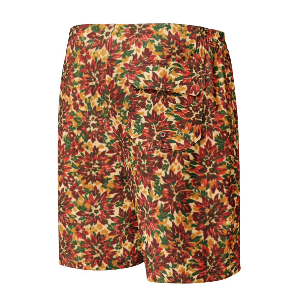 Autumn Dahlia on Men's Board Shorts — Back