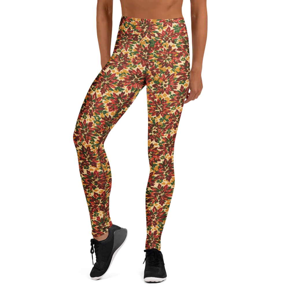 Autumn Dahlia on Yoga Leggings — Front