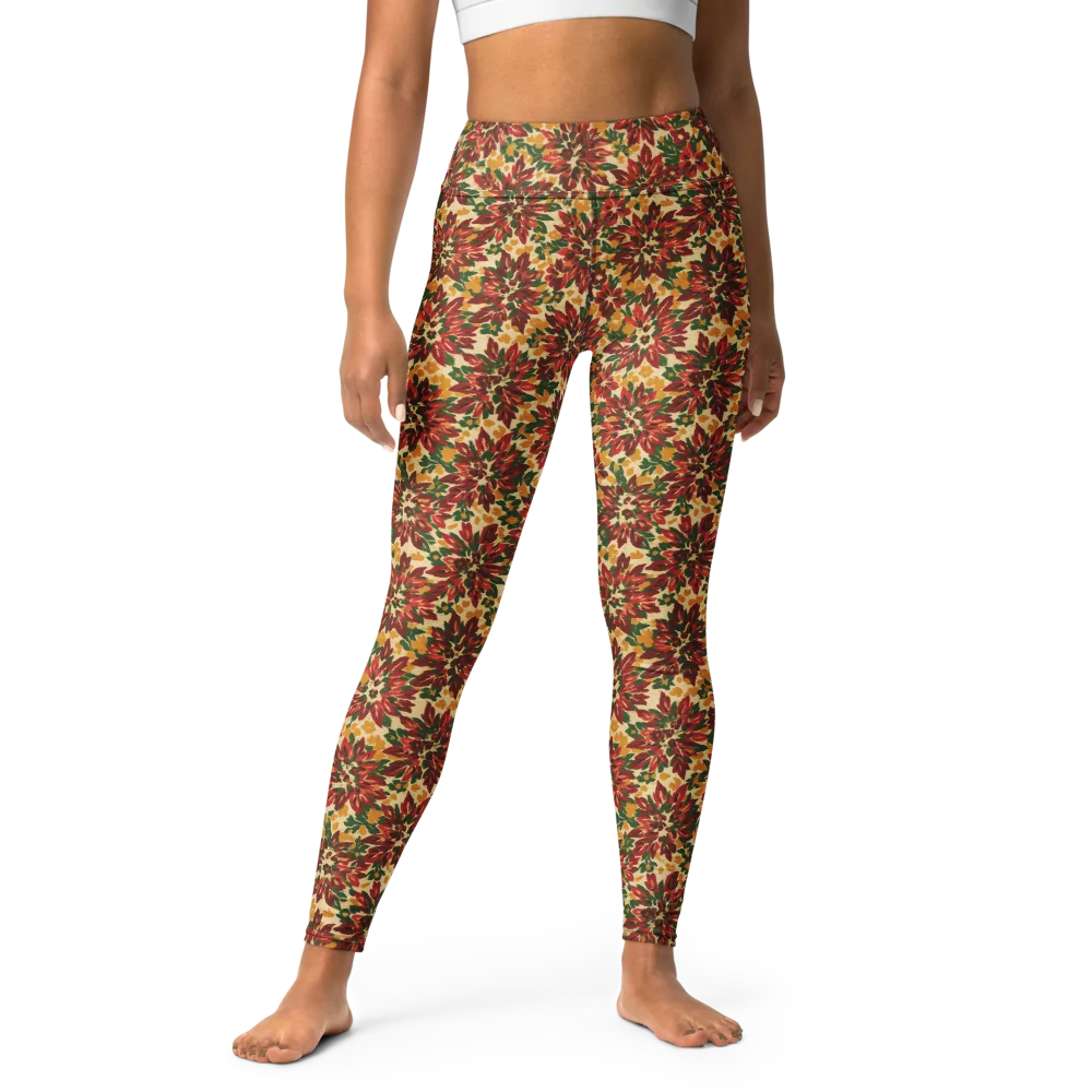 Autumn Dahlia on Yoga Leggings — Front
