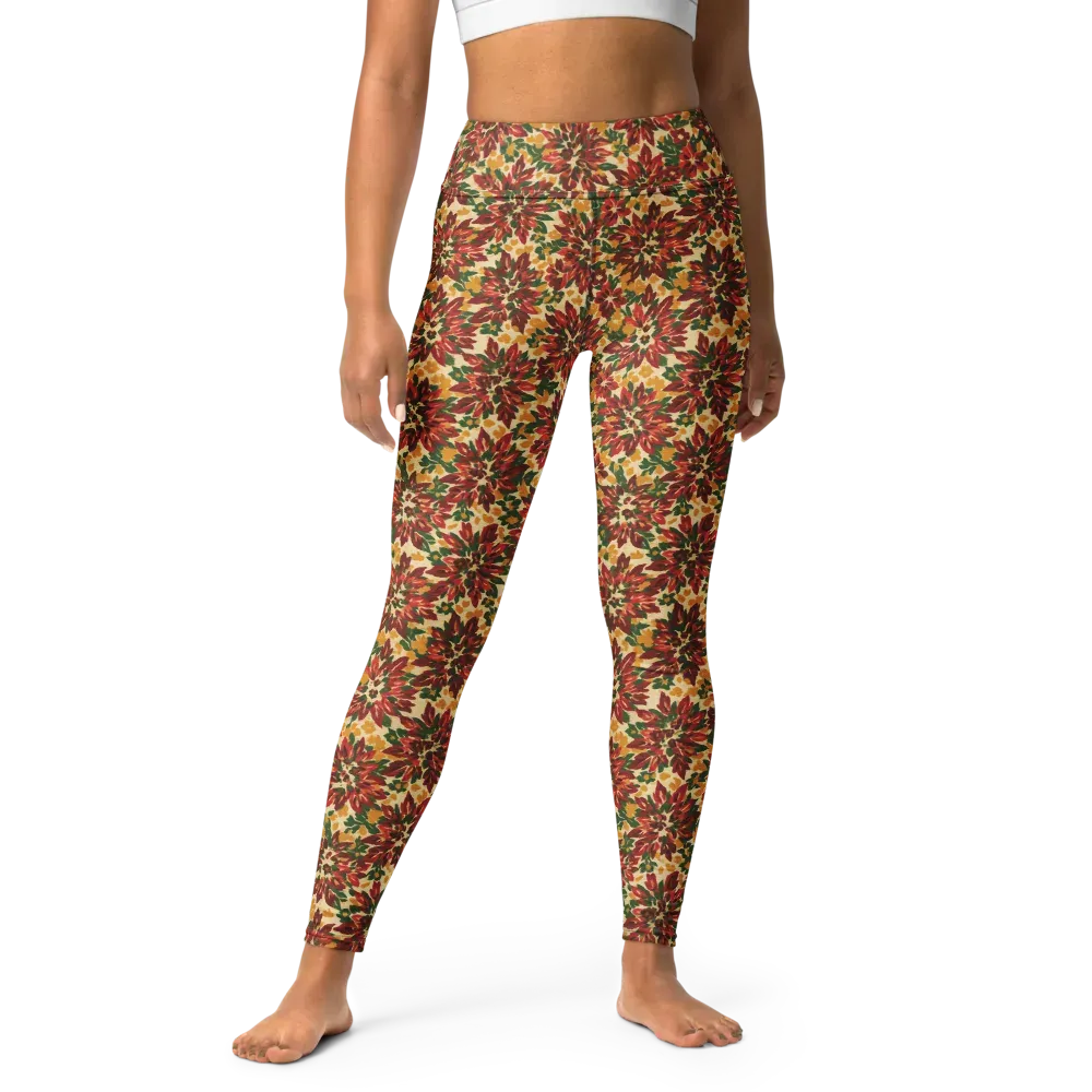 Autumn Dahlia on Yoga Leggings — Front