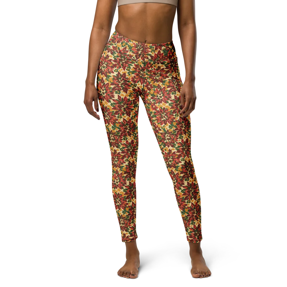 Autumn Dahlia on Yoga Leggings — Front