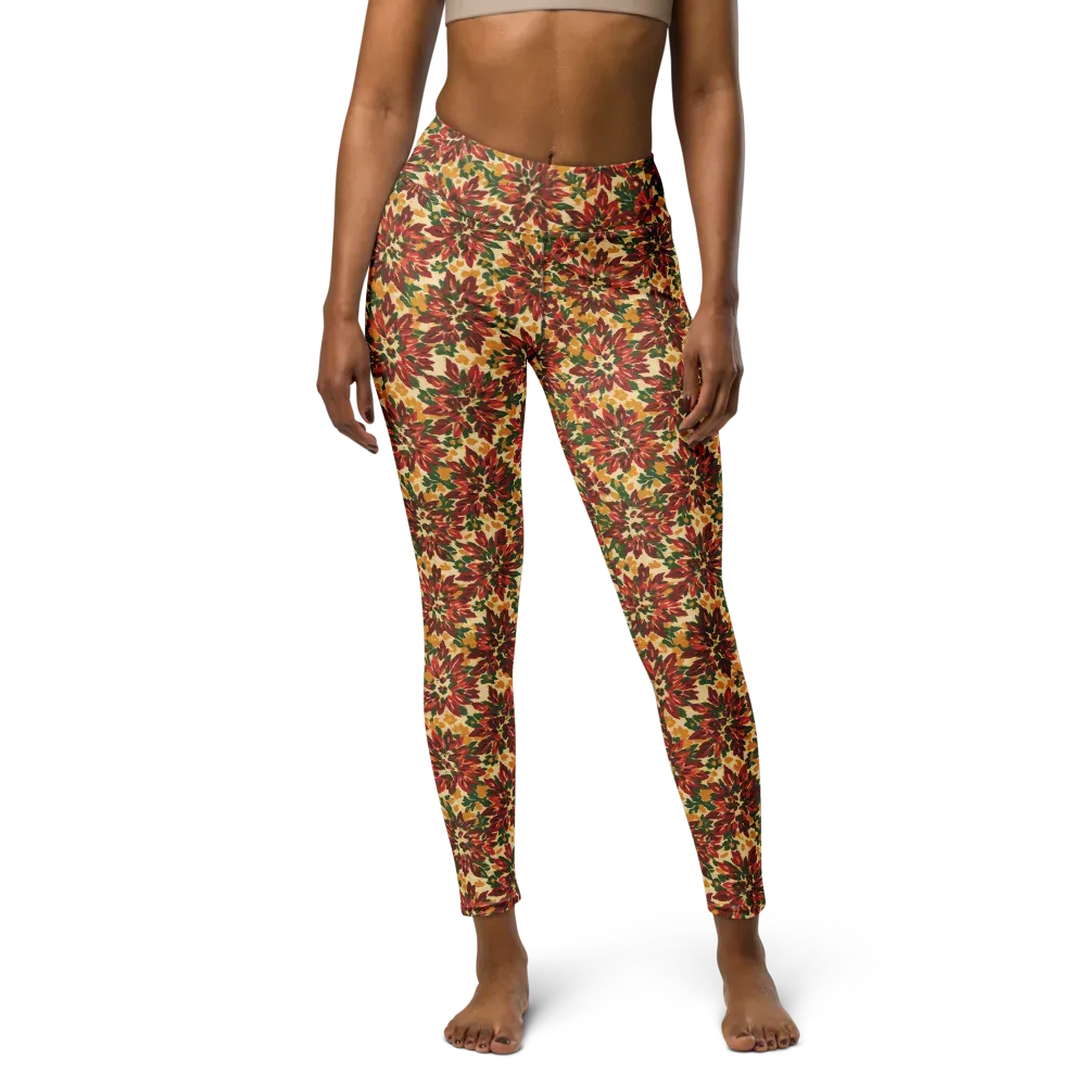 Autumn Dahlia on Yoga Leggings — Front
