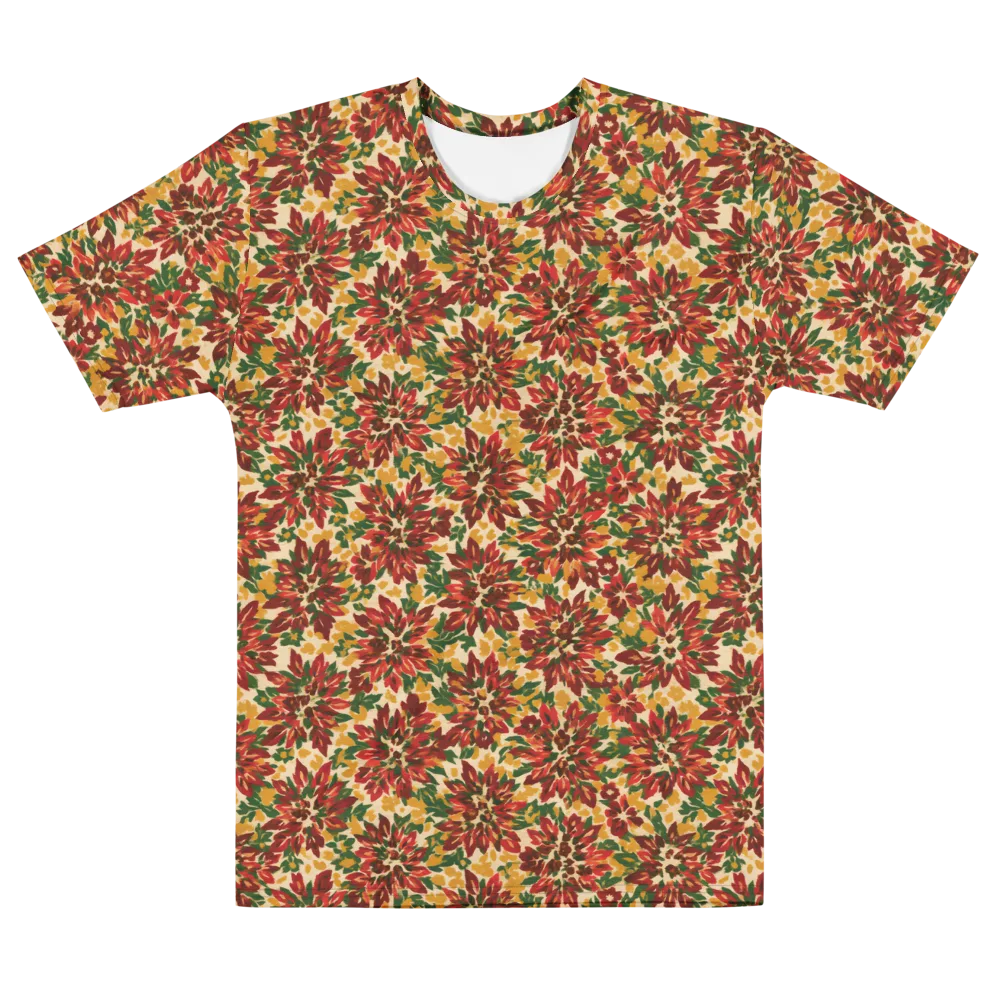 Autumn Dahlia on Men's Cotton Crew Neck T-Shirt — Front