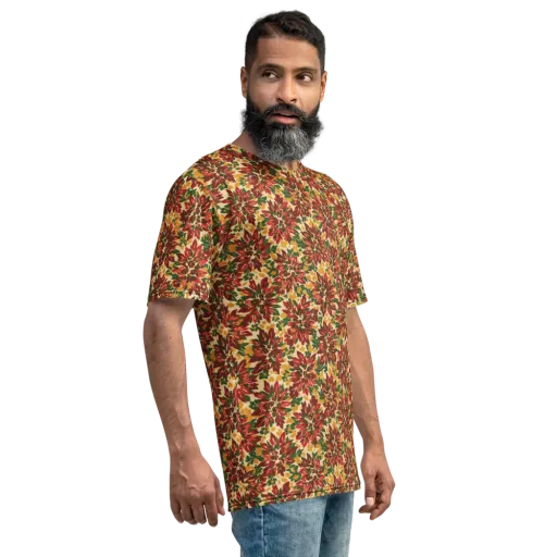 Autumn Dahlia on a Men's Crew Neck T-Shirt
