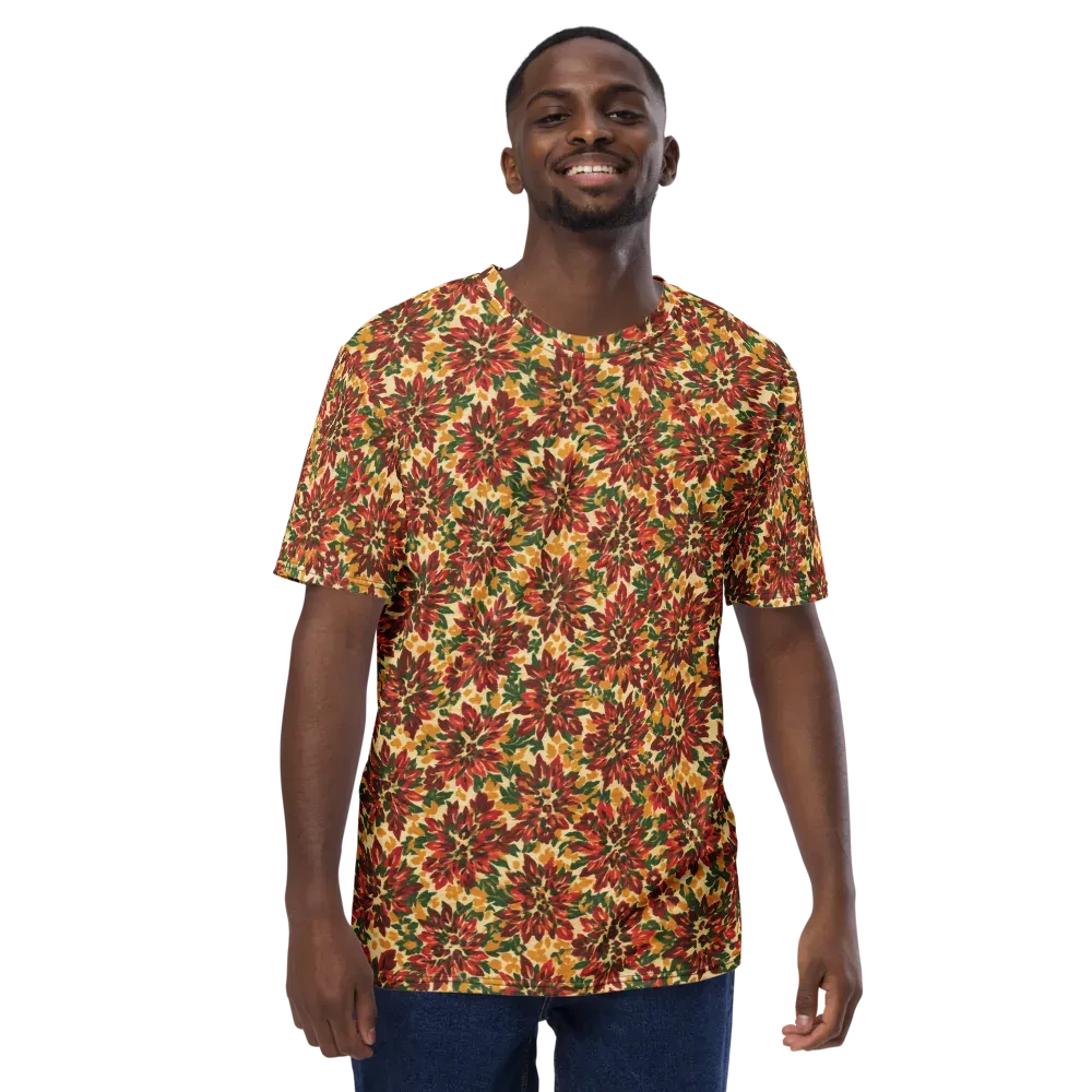 Autumn Dahlia on Men's Crew Neck T-Shirt — Front