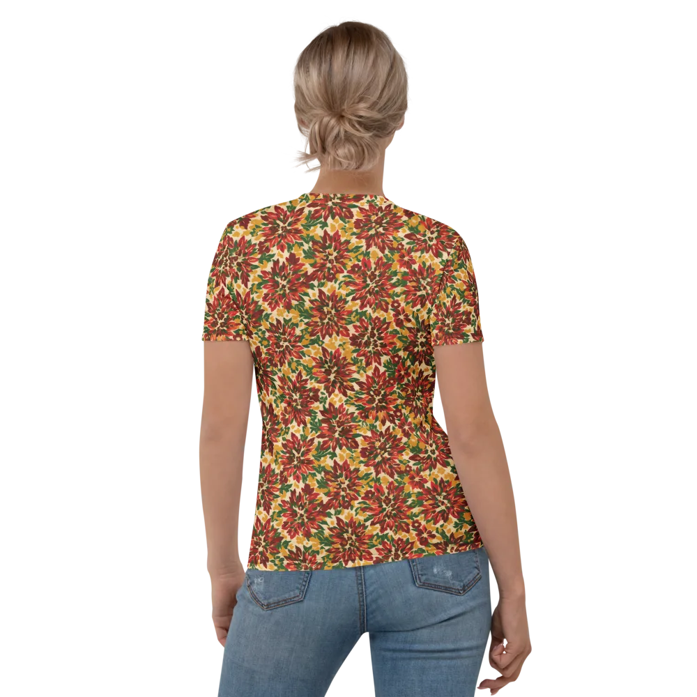 Autumn Dahlia on Women's Crew Neck T-Shirt — Back