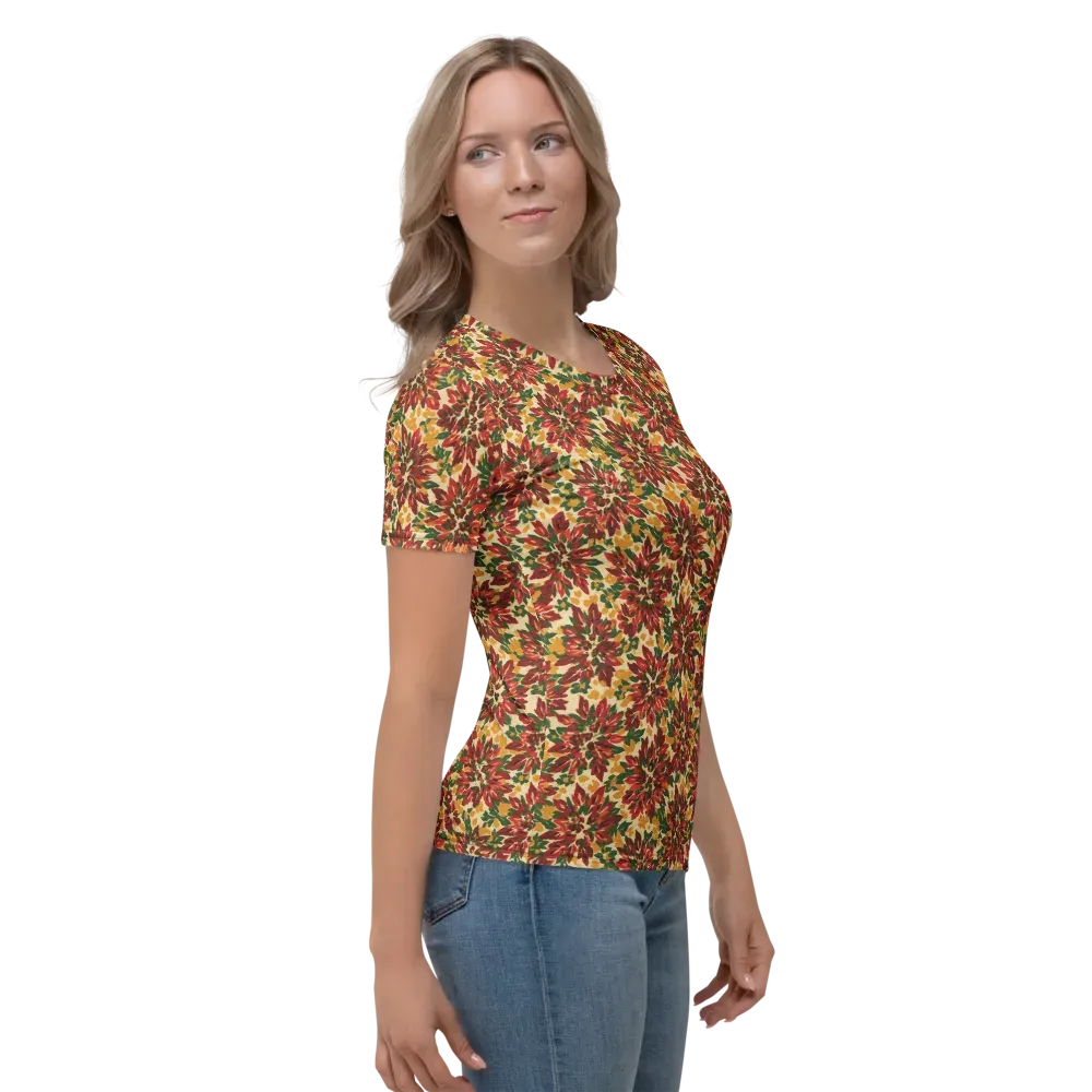 Autumn Dahlia on Women's Crew Neck T-Shirt — Right