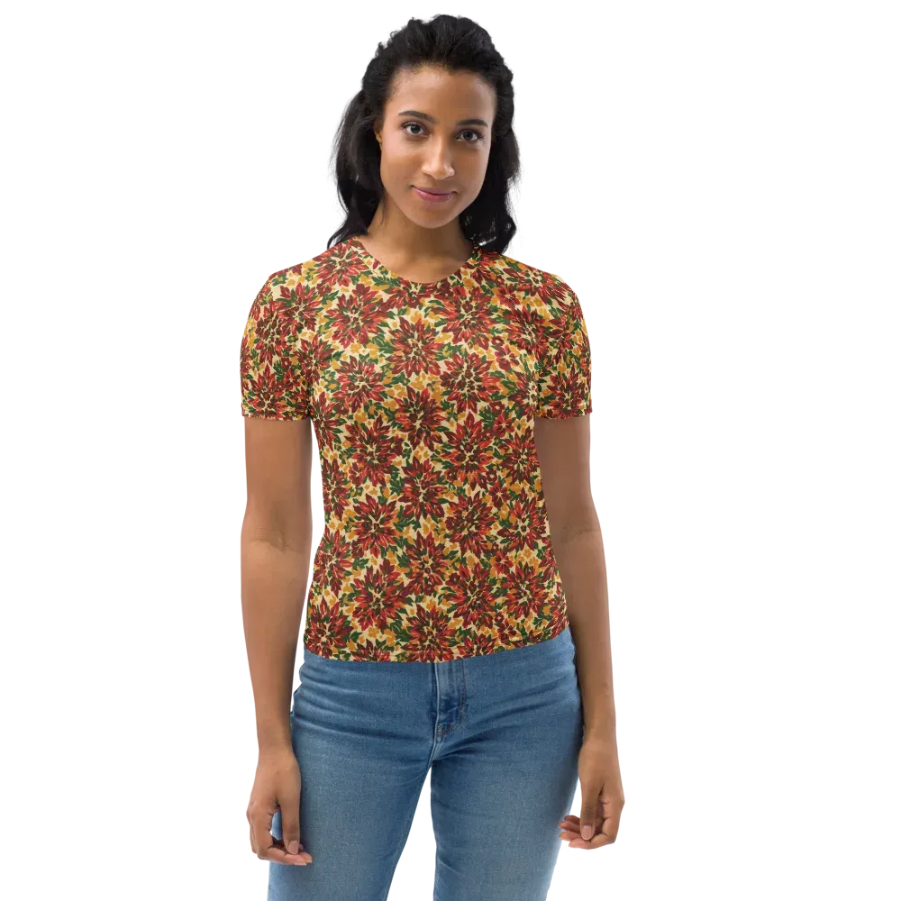Autumn Dahlia on Women's Crew Neck T-Shirt — Front