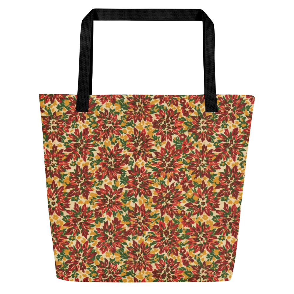Autumn Dahlia on Large Tote Bag W/ Pocket — Front