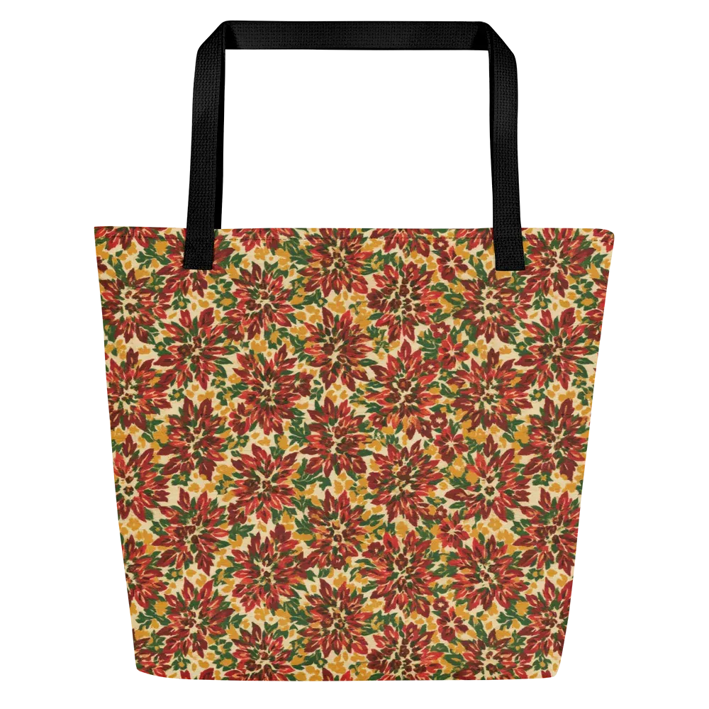 Autumn Dahlia on Large Tote Bag W/ Pocket — Front