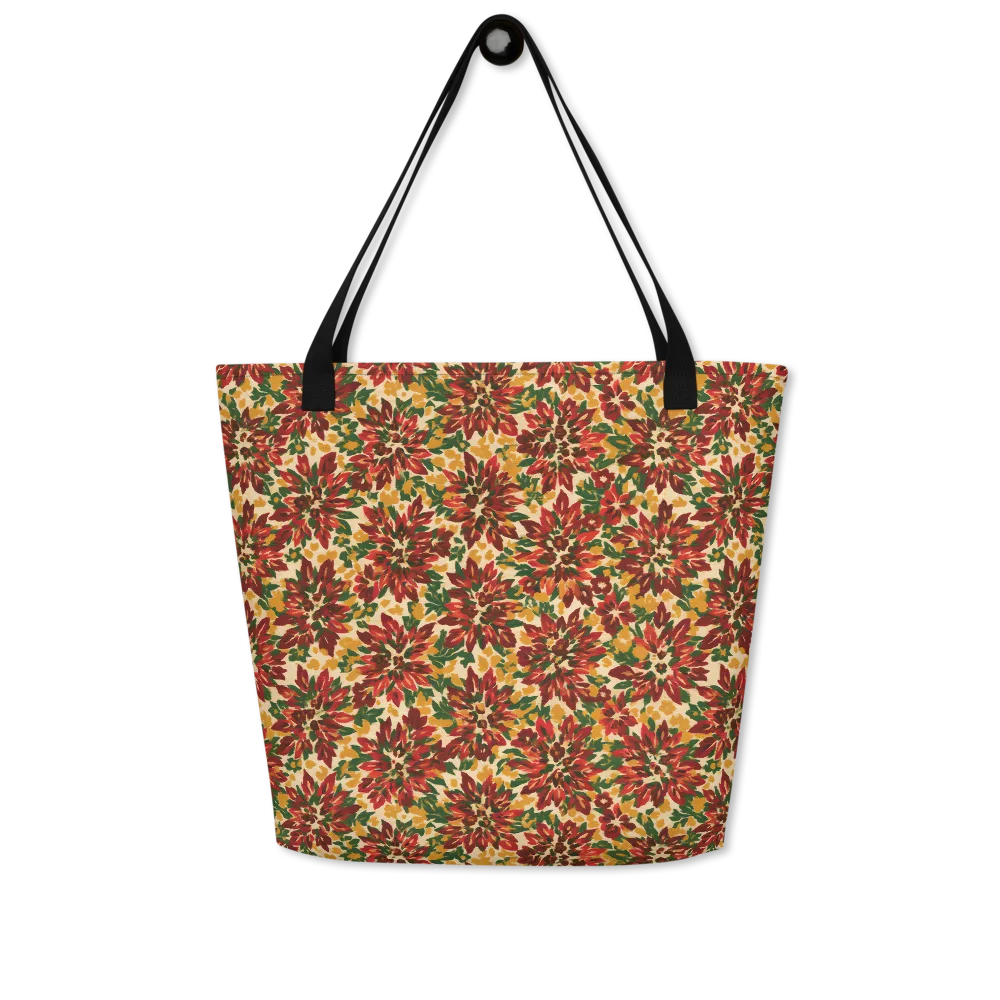 Autumn Dahlia on Large Tote Bag W/ Pocket — Front