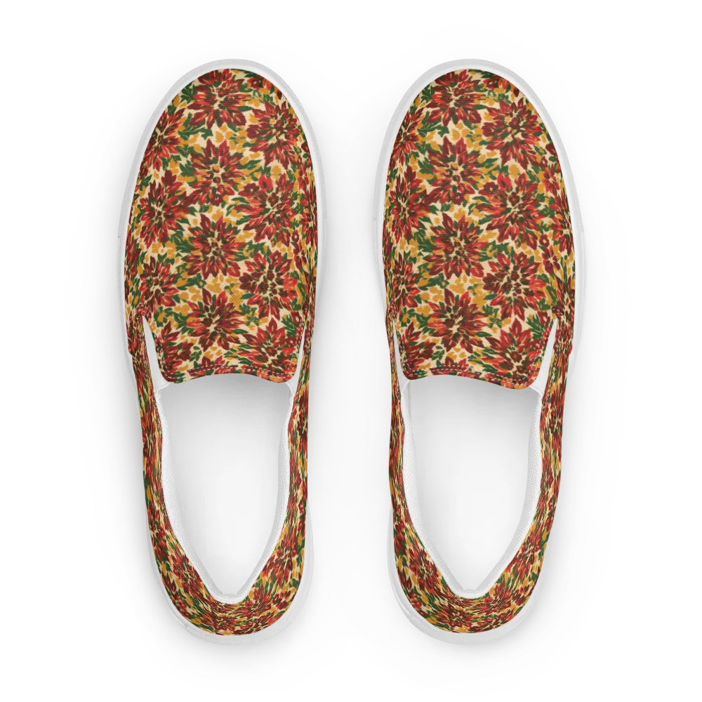 Autumn Dahlia on Women's Slip-On Canvas Shoes — Front