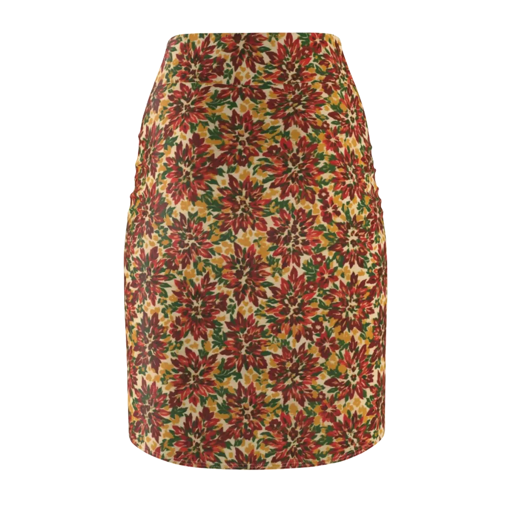 Autumn Dahlia on Pencil Skirt — Back