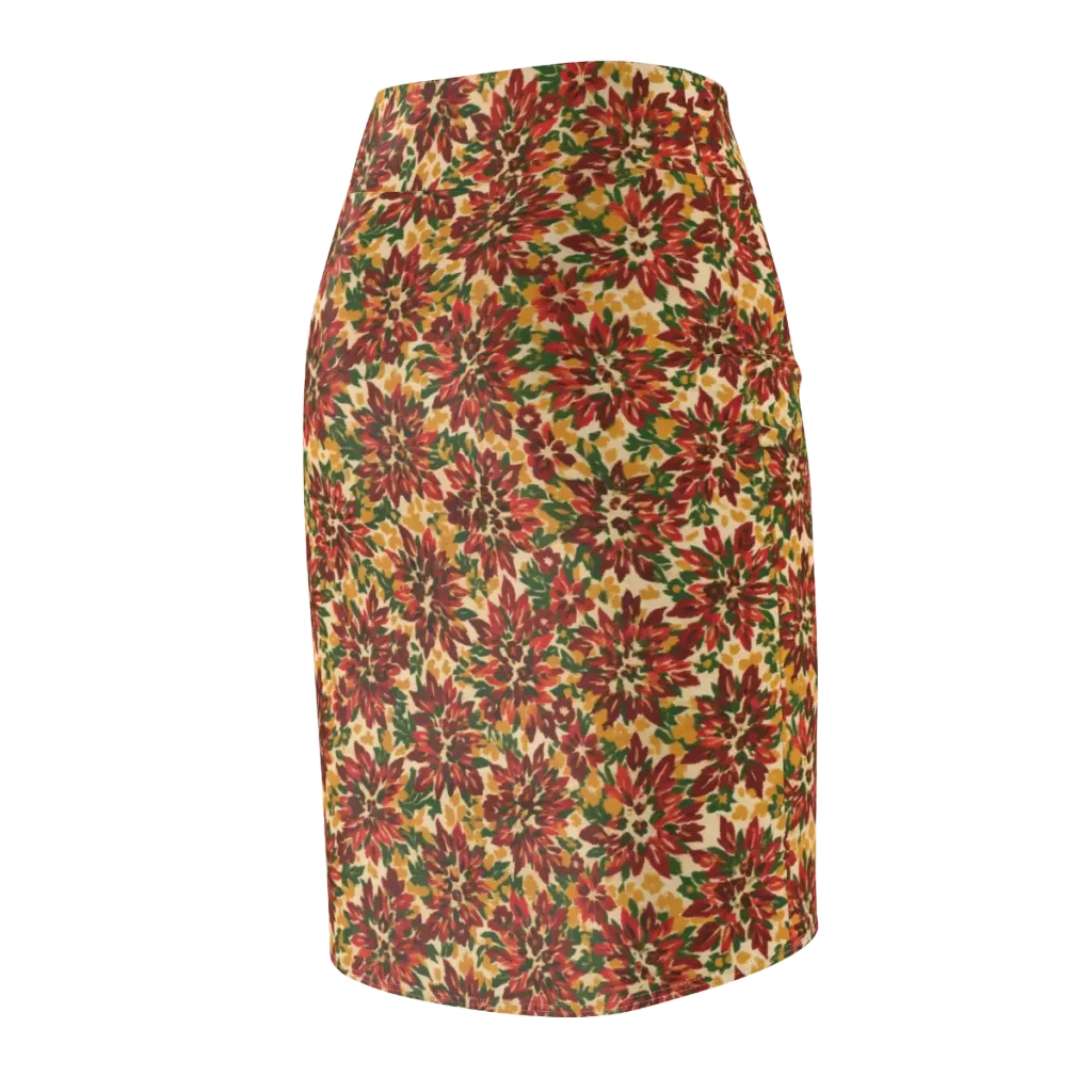 Autumn Dahlia on Pencil Skirt — Back Side