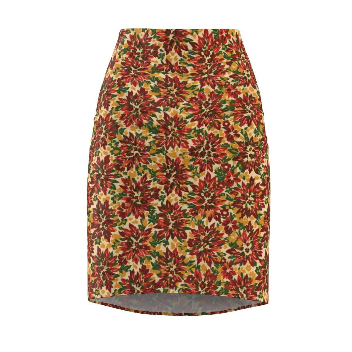 Autumn Dahlia on Pencil Skirt — Front
