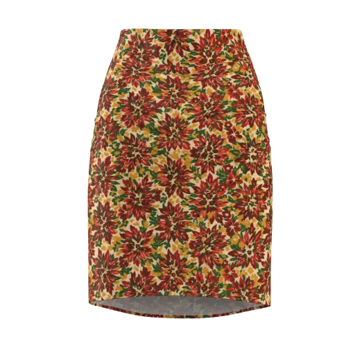 Autumn Dahlia on a Pencil Skirt