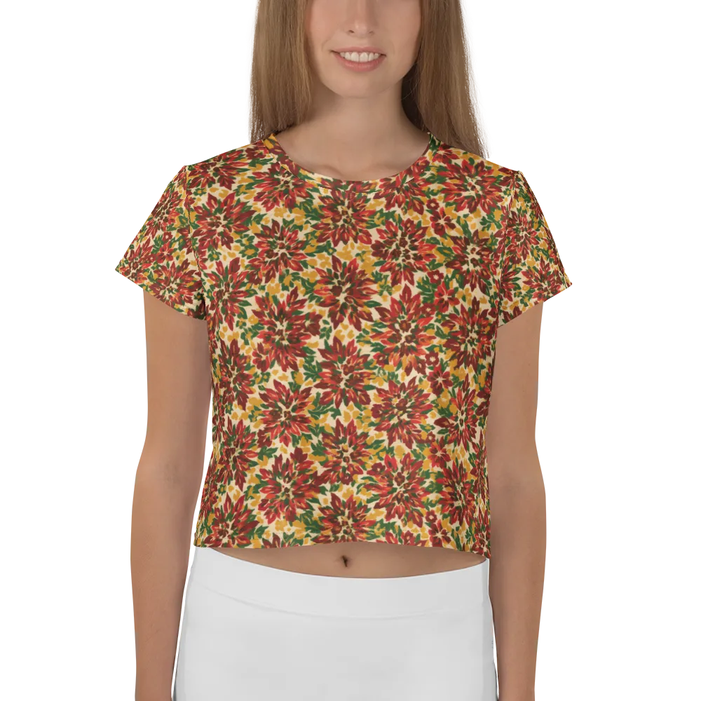 Autumn Dahlia on Crop Tee — Front