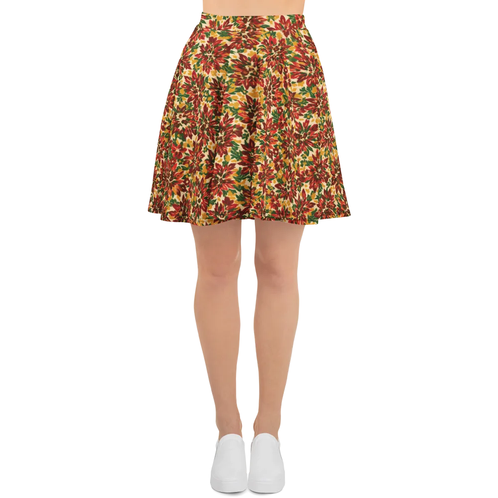 Autumn Dahlia on Skater Skirt — Front