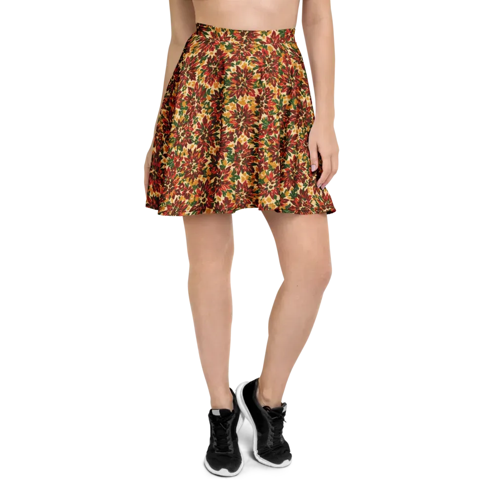 Autumn Dahlia on Skater Skirt — Front