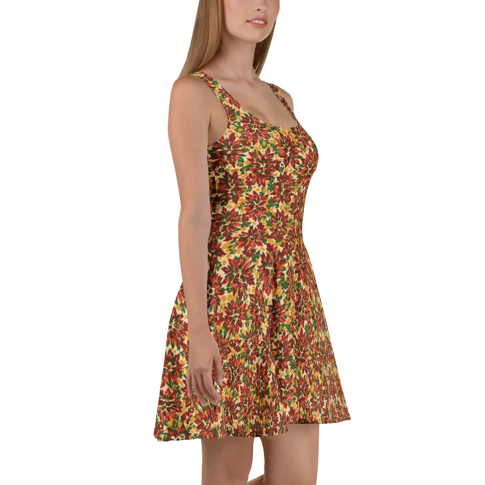 Autumn Dahlia on Skater Dress — Right