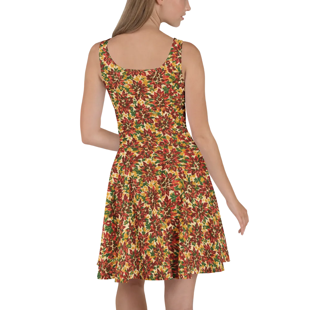 Autumn Dahlia on Skater Dress — Back