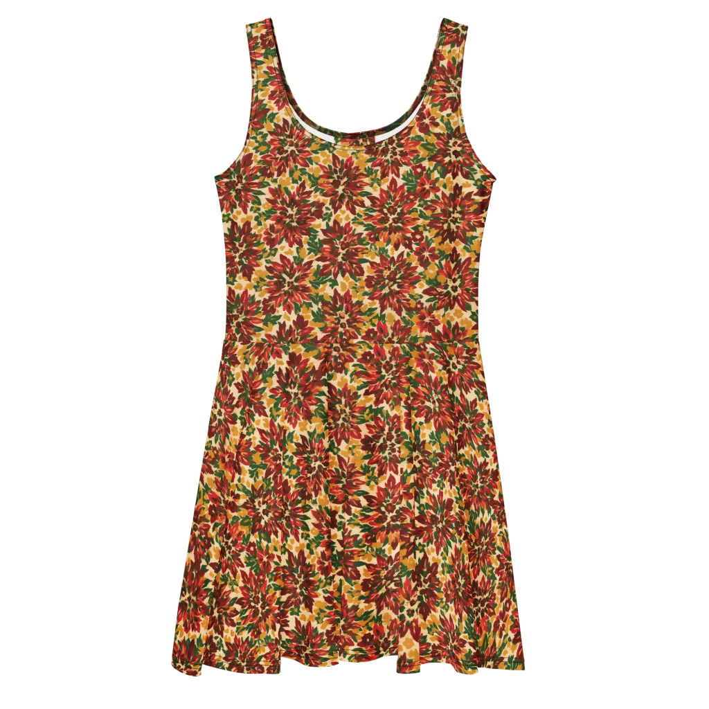 Autumn Dahlia on Skater Dress — Front